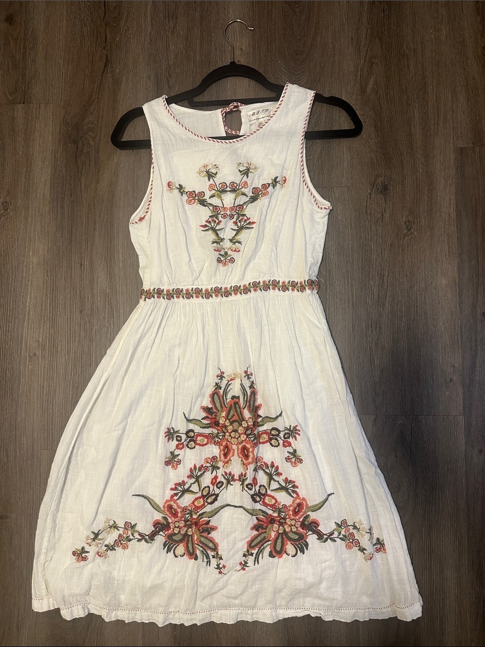 Boho Embroidered White Sundress XS